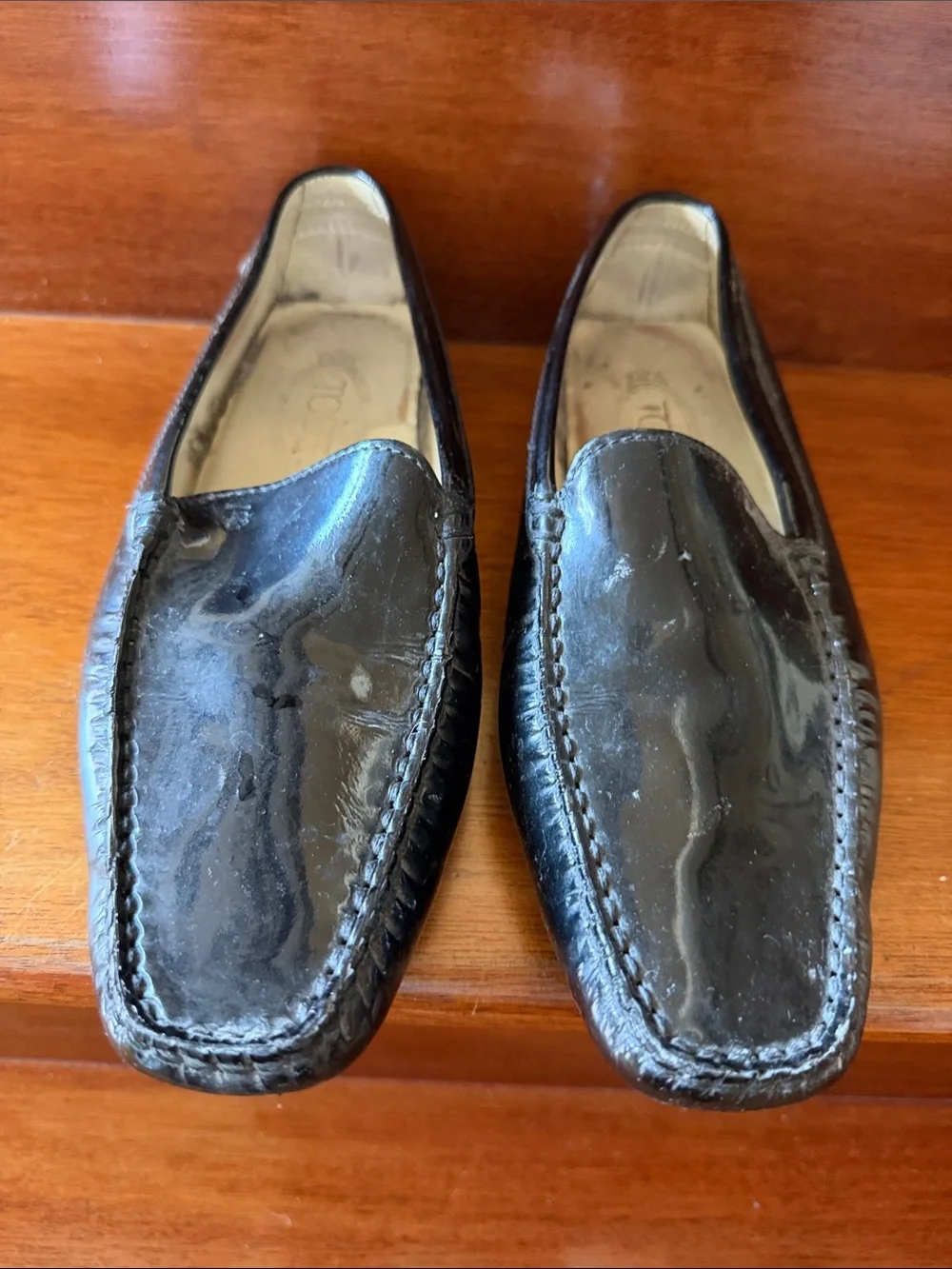 Tod's Gommino Black Patent Leather Driving Loafers